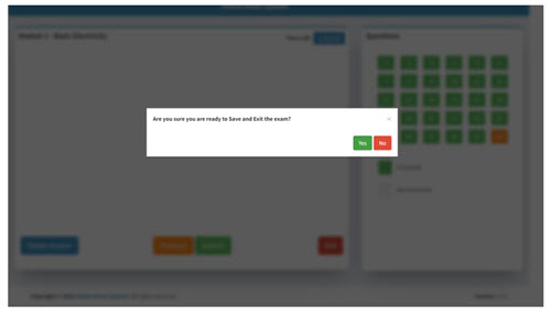 Submit exam pop up