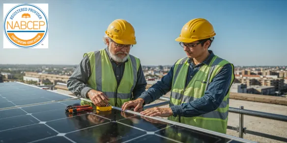 technician on solar roof